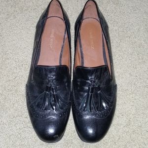 Nine west black tassle dress shoes.